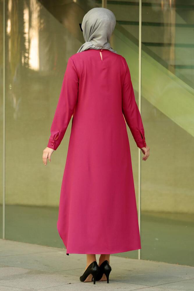 Nayla Colection - Kolyeli Fuşya Tesettür Tunik 2261F - 2