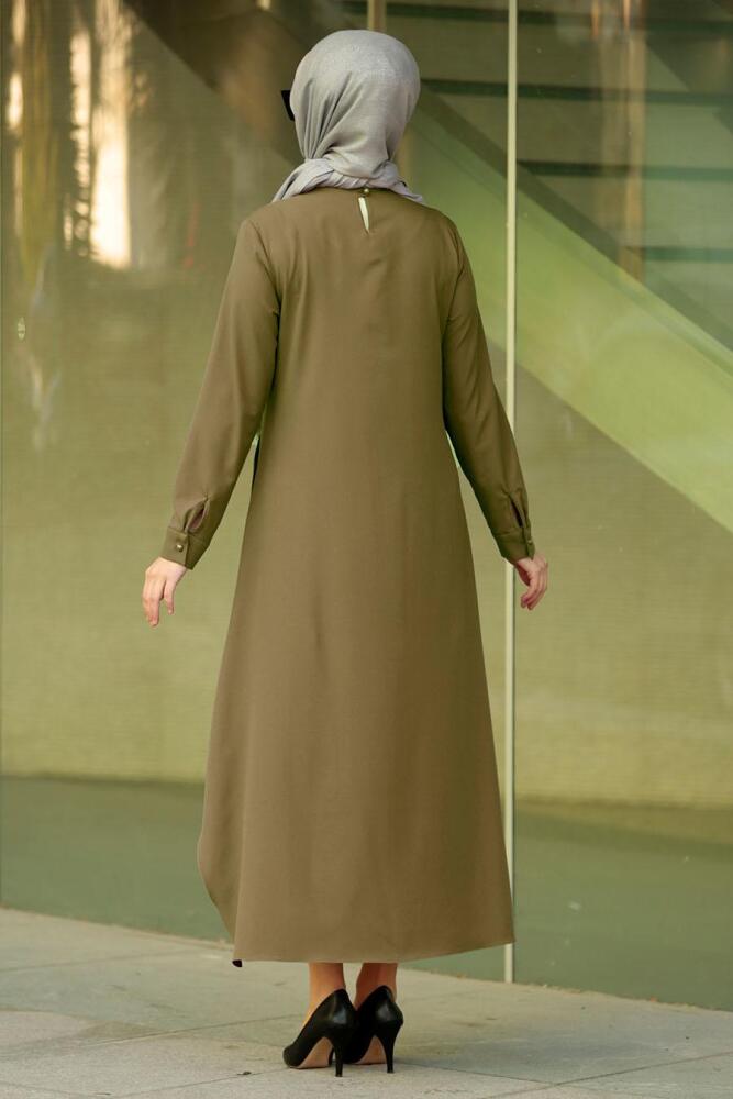 Nayla Colection - Kolyeli Haki Tesettür Tunik 2261HK - 2