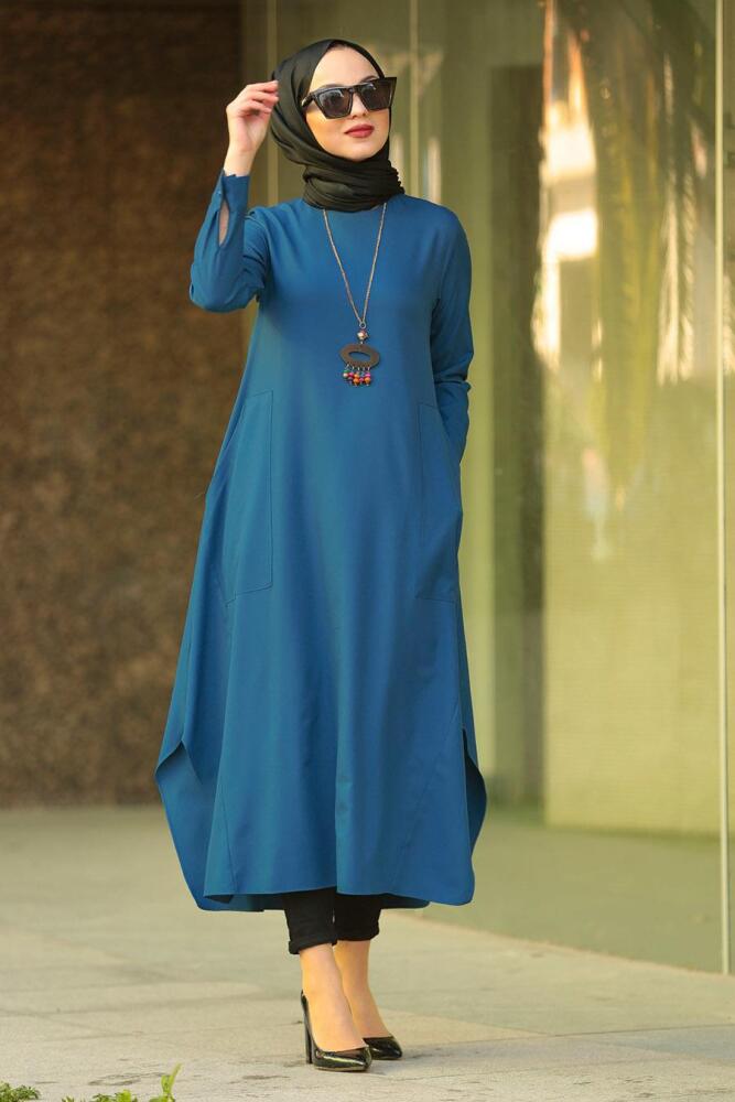 Nayla Colection - Kolyeli İndigo Mavisi Tesettür Tunik 2261IM - 1