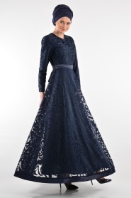 Nayla Colection - Lacivert Tesettür Elbise 4012L - Thumbnail