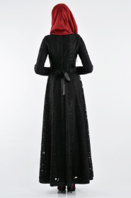Nayla Colection - Siyah Tesettür Elbise 4012S - Thumbnail