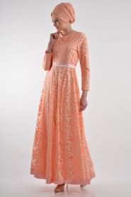 Nayla Colection - Somon Tesettür Elbise 4012SMN - Thumbnail