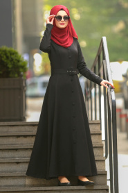 Nayla Colelction - Black Hijab Dress 5124S - Thumbnail
