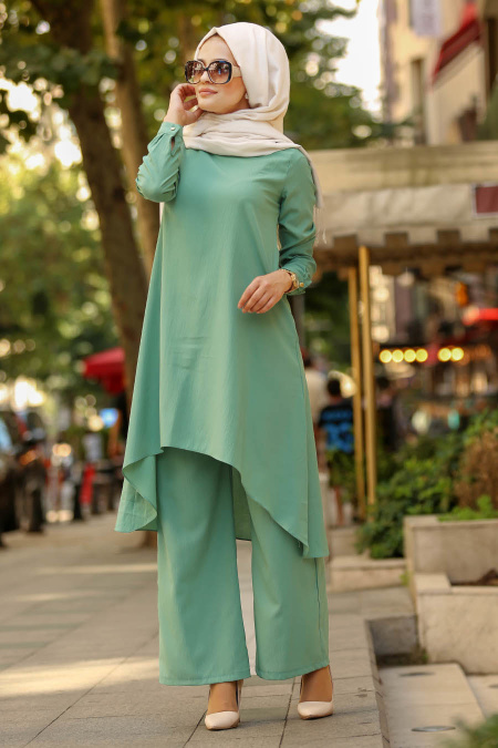 Nayla Collection -almond green Hijab Suit 41440CY