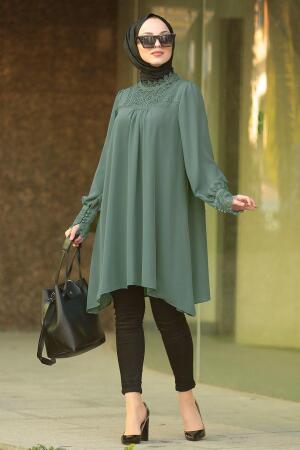 Nayla Collection - Almond Green Hijab Tunic 5000CY - 1