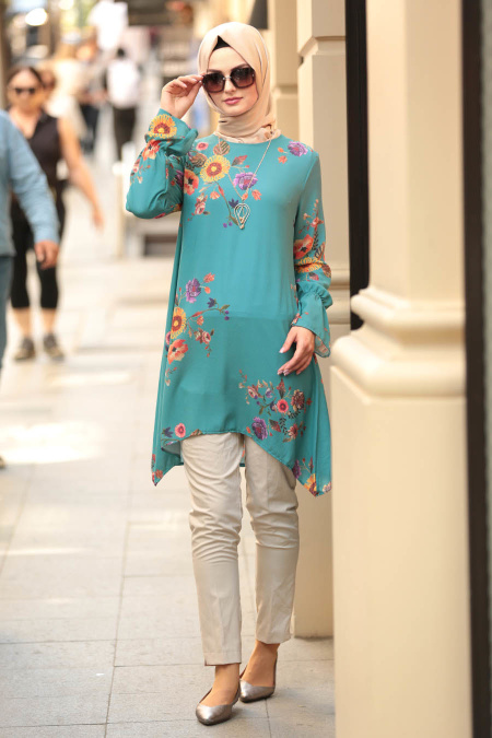 Nayla Collection-Almond Green Hijab Tunic 81091CY