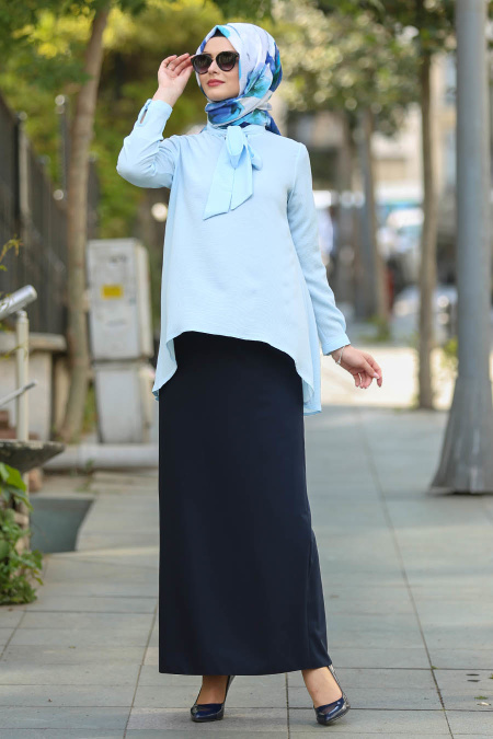 Nayla Collection - Baby Blue Hijab Blouse 10221BM