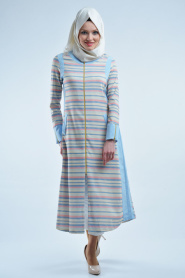 Nayla Collection - Baby Blue Hijab Coat 4048BM - Thumbnail