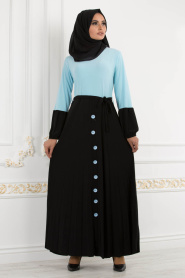 Nayla Collection - Baby Blue Hijab Dress 18025BM - Thumbnail