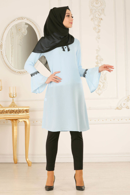 Nayla Collection - Baby Blue Hijab Dress 20041BM