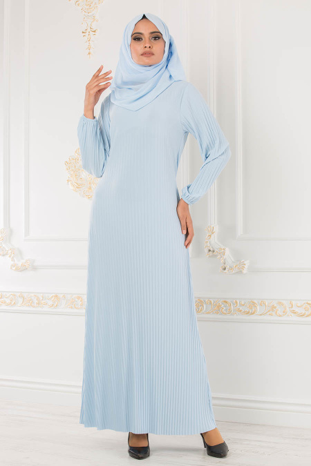 Nayla Collection - Baby Blue Hijab Dress 22170BM