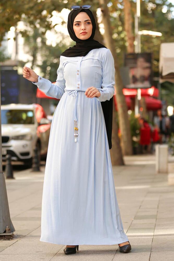 Nayla Collection - Baby Blue Hijab Dress 31751BM - 1