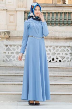Nayla Collection - Baby Blue Hijab Dress 6643BM - 1