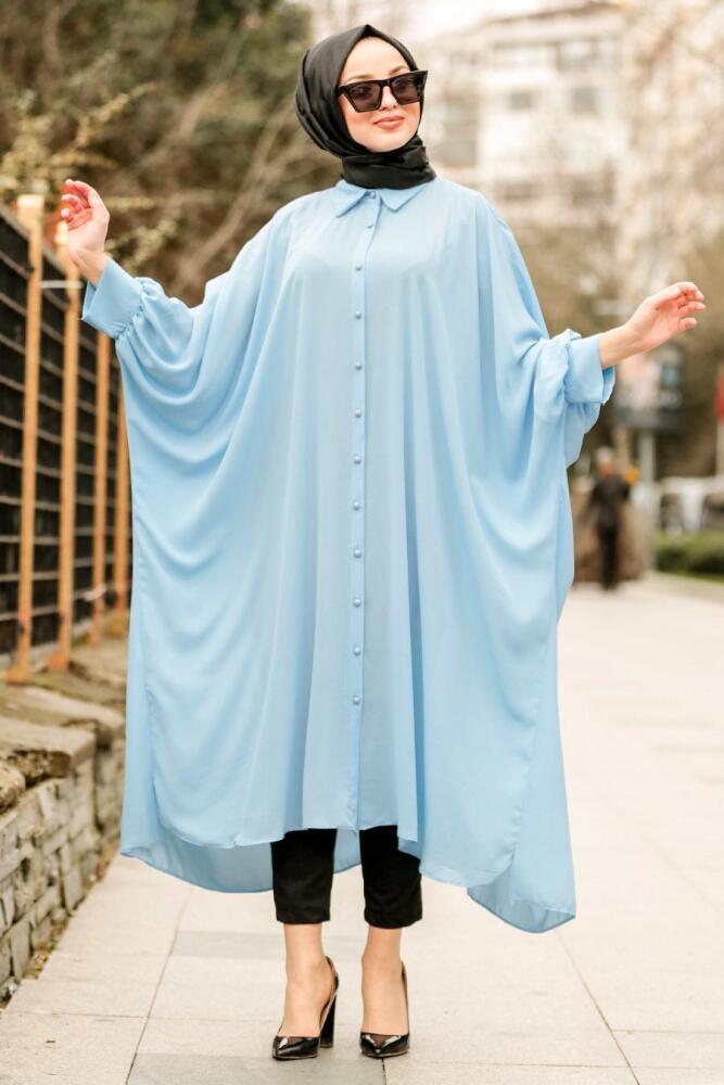 Nayla Collection -Baby Blue Hijab Tunic 2207BM - 1