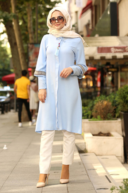 Nayla Collection -Baby Blue Hijab Tunic 3007BM