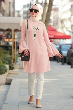 Nayla Collection - Balon Kol Somon Tesettür Tunik 3009SMN - 1