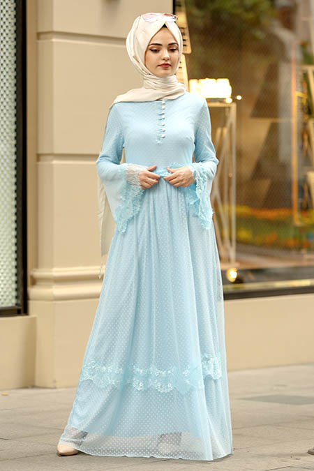 Nayla Collection - Bébé Bleu Robe Hijab 100421BM