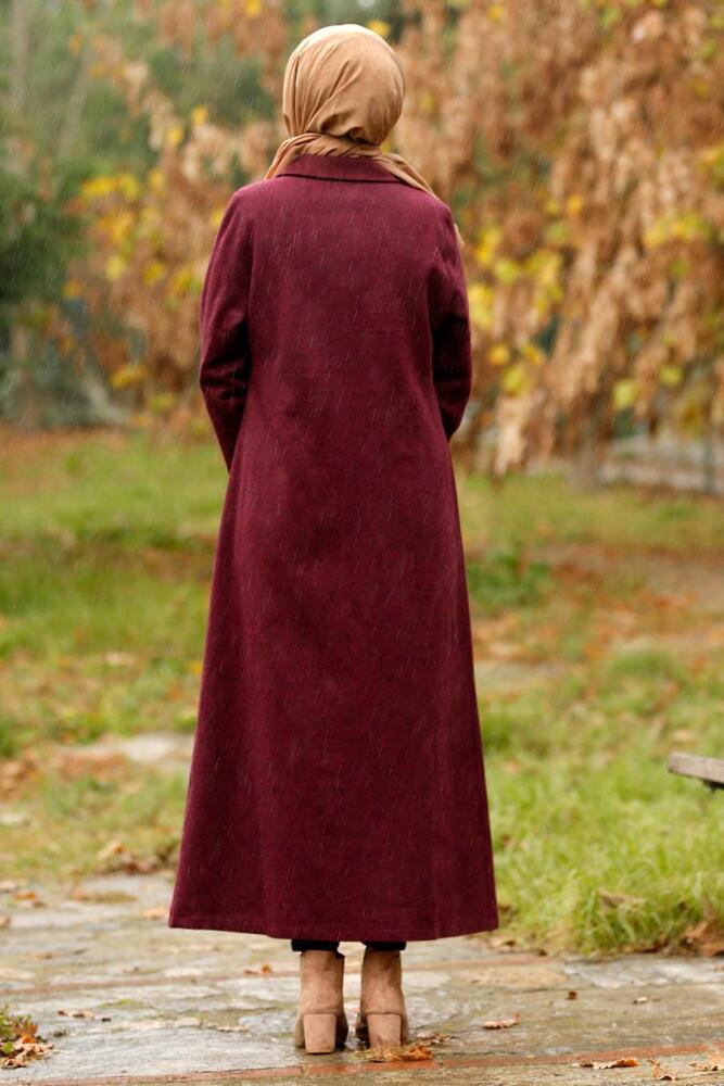 Nayla Collection - Bebe Yaka Bordo Tesettür Kaşe Kap 2445BR - 2