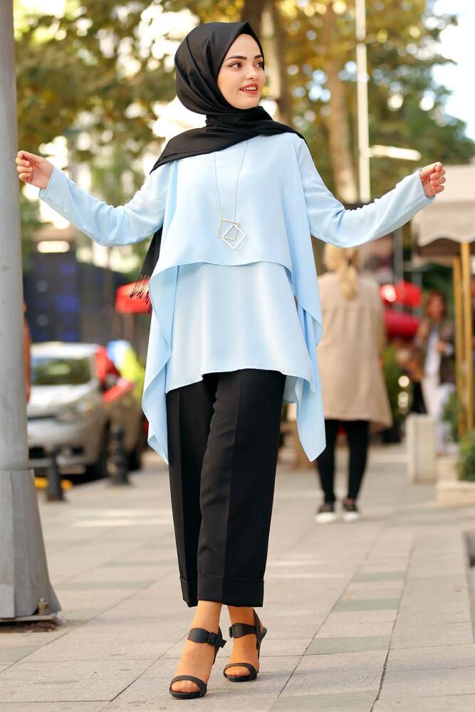 Nayla Collection - Bebek Mavisi Tesettür Tunik 2235BM - 1