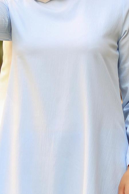 Nayla Collection - Bebek Mavisi Tunik / Pantolon Tesettür Takım 41440BM - 4