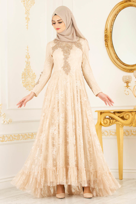 Nayla Collection - Beige Evening Dresses 37401BEJ