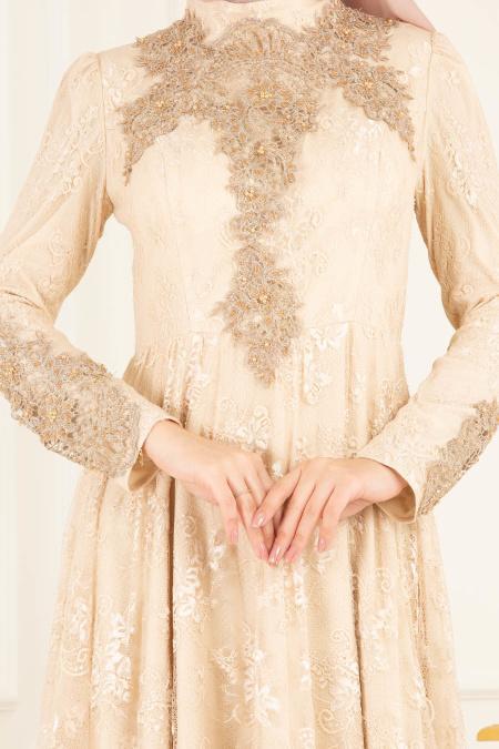 Nayla Collection - Beige Evening Dresses 37401BEJ - 4