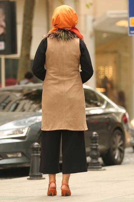 Nayla Collection - Beige Gilet en daim 100455BEJ - 3