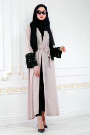 Nayla Collection - Beige Hijab Abaya 4751BEJ - Thumbnail