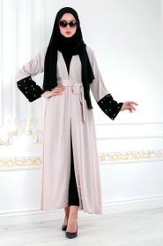 Nayla Collection - Beige Hijab Abaya 4751BEJ - Thumbnail