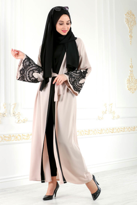 Nayla Collection - Beige Hijab Abaya 4756BEJ