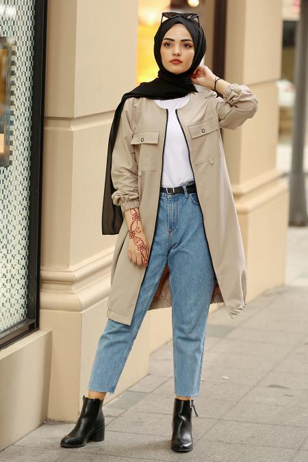 Nayla Collection - Beige Manteau 3047BEJ - 2