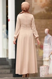 Nayla Collection - Bej Tesettür Elbise 157BEJ - Thumbnail