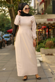Nayla Collection - Bej Tesettür Elbise 78301BEJ - Thumbnail