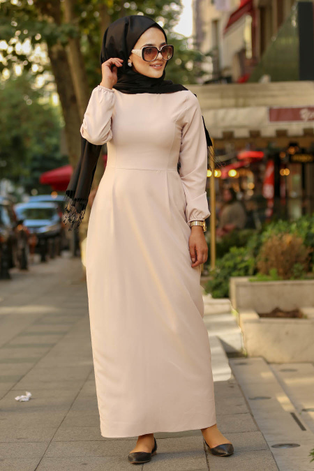 Nayla Collection - Bej Tesettür Elbise 78301BEJ