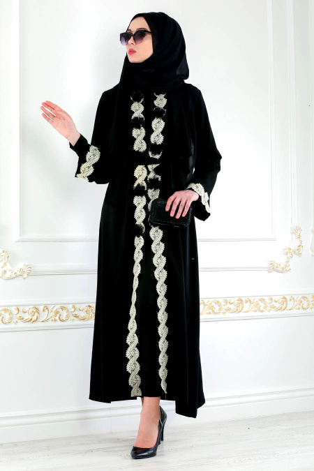 Nayla Collection - Black Hijab Abaya 4753S
