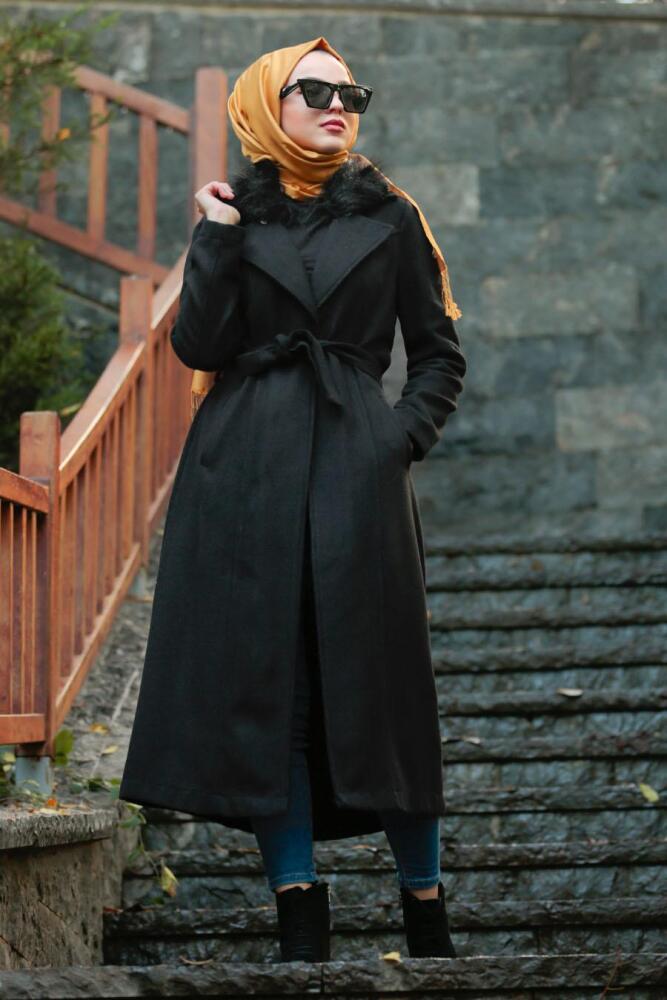 Nayla Collection - Black Hijab Coat 5406S - 3