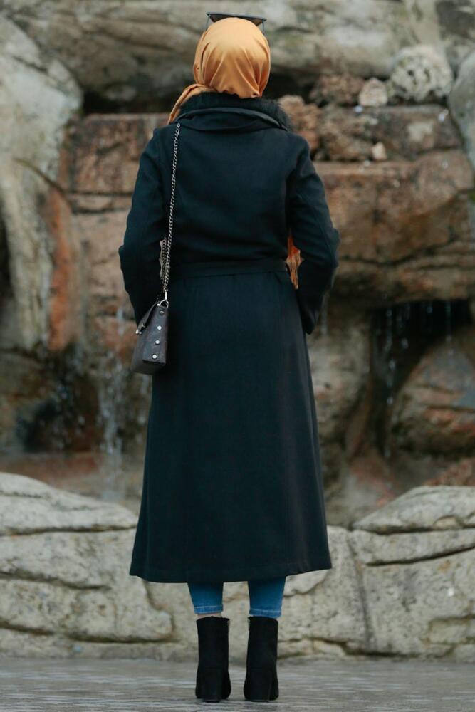 Nayla Collection - Black Hijab Coat 5406S - 4