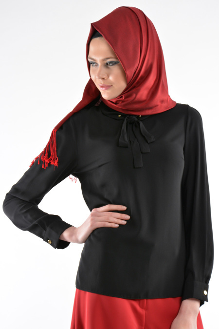 Nayla Collection - Black Hijab Blouse 1033S
