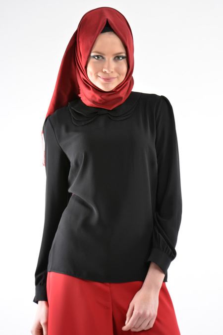 Nayla Collection - Black Hijab Blouse 1036S