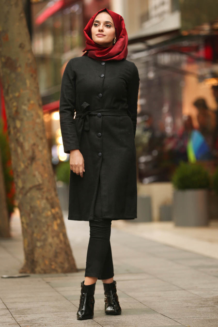Nayla Collection - Black Hijab Coat 2454S