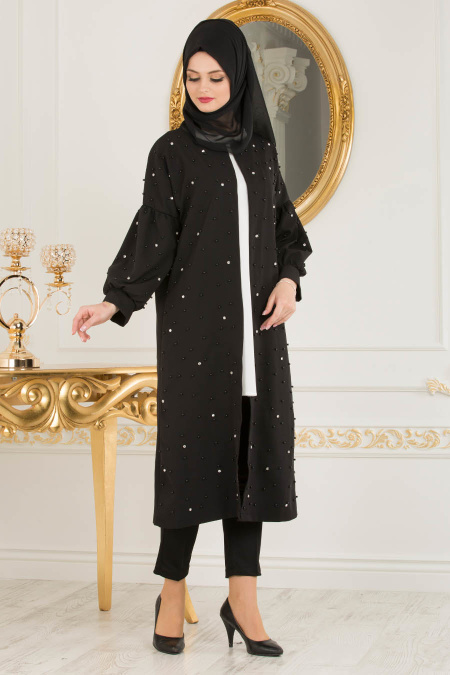 Nayla Collection - Black Hijab Coat 2475S