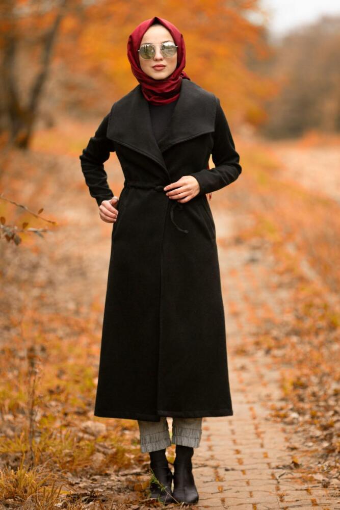 Nayla Collection - Black Hijab Coat 51720S - 1