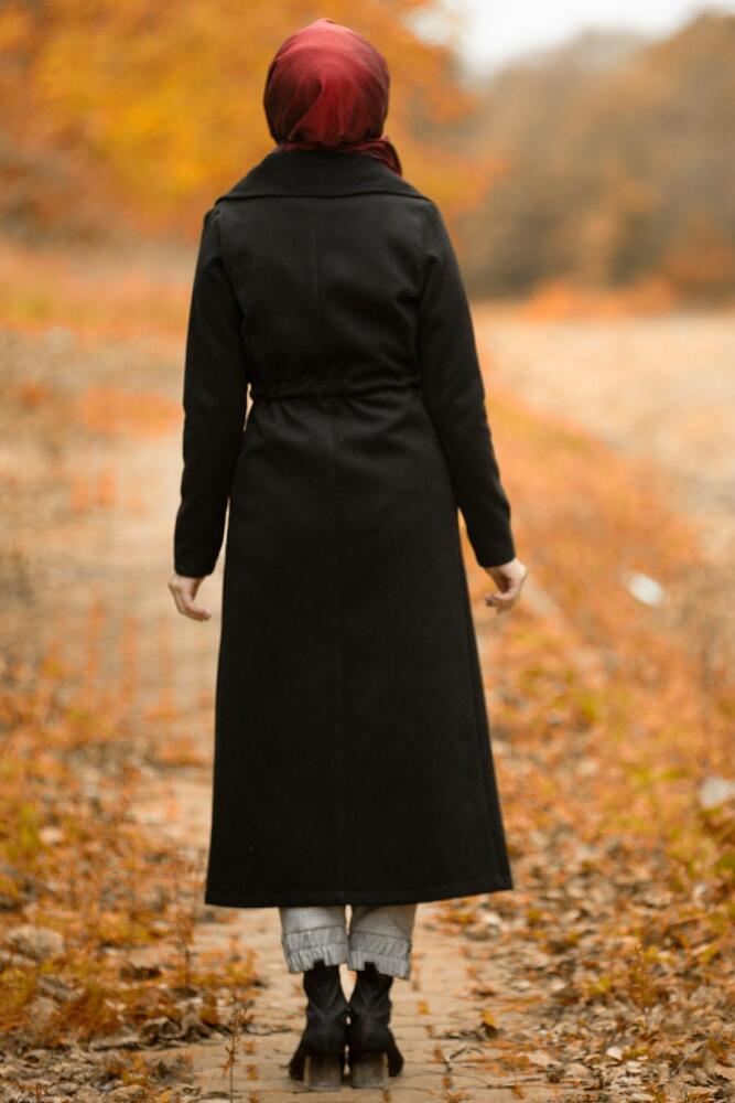 Nayla Collection - Black Hijab Coat 51720S - 2