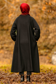 Nayla Collection - Black Hijab Coat 5420S - Thumbnail