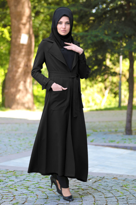 Nayla Collection - Black Hijab Coat 7132S