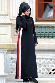 Nayla Collection - Black Hijab Coat 80050S - Thumbnail