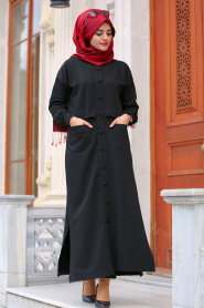 Nayla Collection - Black Hijab Coat 8058S - Thumbnail