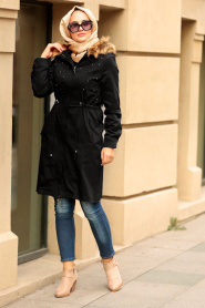 Nayla Collection - Black Hijab Coat 994S - Thumbnail
