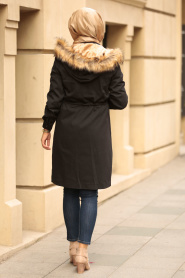 Nayla Collection - Black Hijab Coat 994S - Thumbnail