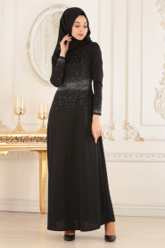 Nayla Collection - Black Hijab Dress 12010S - Thumbnail